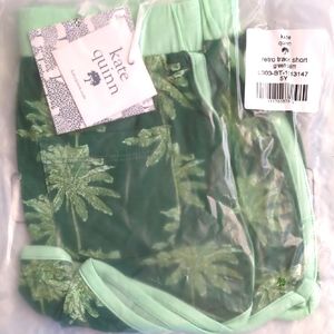 NWT 5Y Kate Quinn 🌴 Retro Track Short Green Palm Bamboo Tropical Shorts
